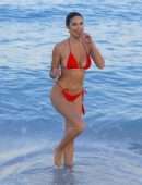 Tao Wickrath Booty in Red Bikini at Miami Beach