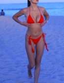 Tao Wickrath Booty in Red Bikini at Miami Beach
