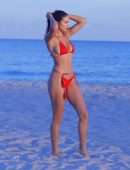 Tao Wickrath Booty in Red Bikini at Miami Beach