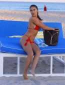 Tao Wickrath Booty in Red Bikini at Miami Beach