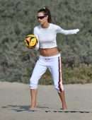 Alessandra Ambrosio Playing Volleyball on the Beach in Santa Monica
