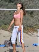 Alessandra Ambrosio Playing Volleyball on the Beach in Santa Monica