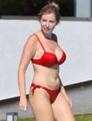 Amy Hart in Red Bikini Soaking in the Sweltering Heat on Holiday in Portugal