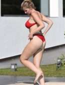 Amy Hart in Red Bikini Soaking in the Sweltering Heat on Holiday in Portugal