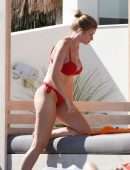 Amy Hart in Red Bikini Soaking in the Sweltering Heat on Holiday in Portugal