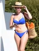 Amy Hart Booty in a Skimpy Blue Bikini Out in Portugal