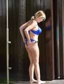 Amy Hart Booty in a Skimpy Blue Bikini Out in Portugal