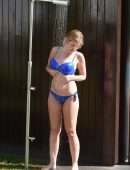 Amy Hart Booty in a Skimpy Blue Bikini Out in Portugal