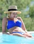 Amy Hart Booty in a Skimpy Blue Bikini Out in Portugal
