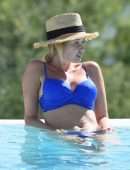 Amy Hart Booty in a Skimpy Blue Bikini Out in Portugal