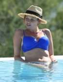 Amy Hart Booty in a Skimpy Blue Bikini Out in Portugal