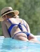 Amy Hart Booty in a Skimpy Blue Bikini Out in Portugal