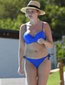 Amy Hart Booty in a Skimpy Blue Bikini Out in Portugal
