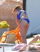 Amy Hart Booty in a Skimpy Blue Bikini Out in Portugal