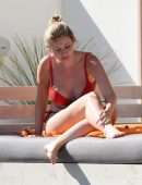 Amy Hart in Red Bikini Soaking in the Sweltering Heat on Holiday in Portugal