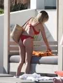 Amy Hart in Red Bikini Soaking in the Sweltering Heat on Holiday in Portugal