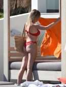 Amy Hart in Red Bikini Soaking in the Sweltering Heat on Holiday in Portugal