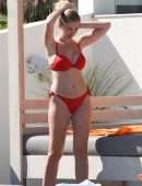 Amy Hart in Red Bikini Soaking in the Sweltering Heat on Holiday in Portugal