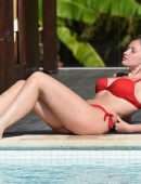 Amy Hart in Red Bikini Soaking in the Sweltering Heat on Holiday in Portugal