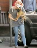 Ariel Winter in Jeans takes her New Puppy to the Vet in Los Angeles