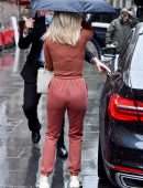 Ashley Roberts Leaving Heart Radio on a Rainy Day in London