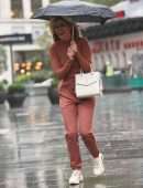 Ashley Roberts Leaving Heart Radio on a Rainy Day in London