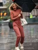 Ashley Roberts Leaving Heart Radio on a Rainy Day in London