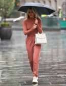 Ashley Roberts Leaving Heart Radio on a Rainy Day in London