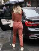 Ashley Roberts Leaving Heart Radio on a Rainy Day in London