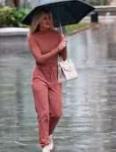 Ashley Roberts Leaving Heart Radio on a Rainy Day in London