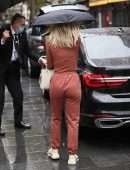 Ashley Roberts Leaving Heart Radio on a Rainy Day in London