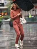 Ashley Roberts Leaving Heart Radio on a Rainy Day in London