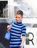 Bella Hadid Leggy in Short Dress at Michael Kors Photoshoot in New York