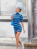 Bella Hadid Leggy in Short Dress at Michael Kors Photoshoot in New York