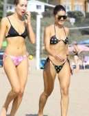 Camila Coelho Booty in a Black and Green Bikini at the Beach