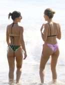Camila Coelho Booty in a Black and Green Bikini at the Beach