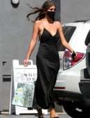 Camila Morrone Sideboob in Black Dress, Shopping in Hollywood