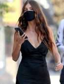 Camila Morrone Sideboob in Black Dress, Shopping in Hollywood