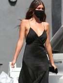 Camila Morrone Sideboob in Black Dress, Shopping in Hollywood