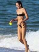 Candice Swanepoel Booty in Tiny Thong Bikini on the Beach in Miami