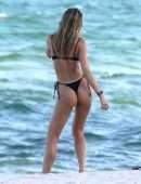 Candice Swanepoel Booty in Tiny Thong Bikini on the Beach in Miami