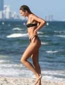 Candice Swanepoel Booty in Tiny Thong Bikini on the Beach in Miami