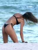 Candice Swanepoel Booty in Tiny Thong Bikini on the Beach in Miami