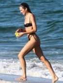 Candice Swanepoel Booty in Tiny Thong Bikini on the Beach in Miami