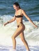 Candice Swanepoel Booty in Tiny Thong Bikini on the Beach in Miami