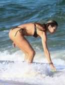 Candice Swanepoel Booty in Tiny Thong Bikini on the Beach in Miami