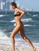 Candice Swanepoel Booty in Tiny Thong Bikini on the Beach in Miami
