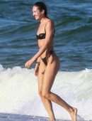 Candice Swanepoel Booty in Tiny Thong Bikini on the Beach in Miami