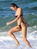 Candice Swanepoel Booty in Tiny Thong Bikini on the Beach in Miami