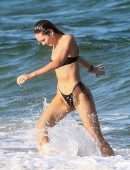 Candice Swanepoel Booty in Tiny Thong Bikini on the Beach in Miami